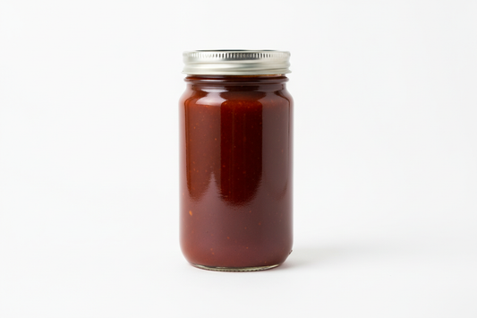 plain glass jar of bbq sauce