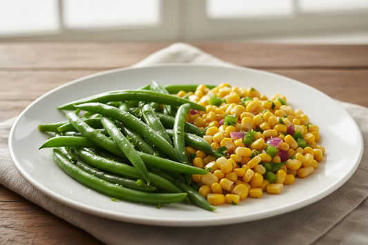 plate with green beans and corn